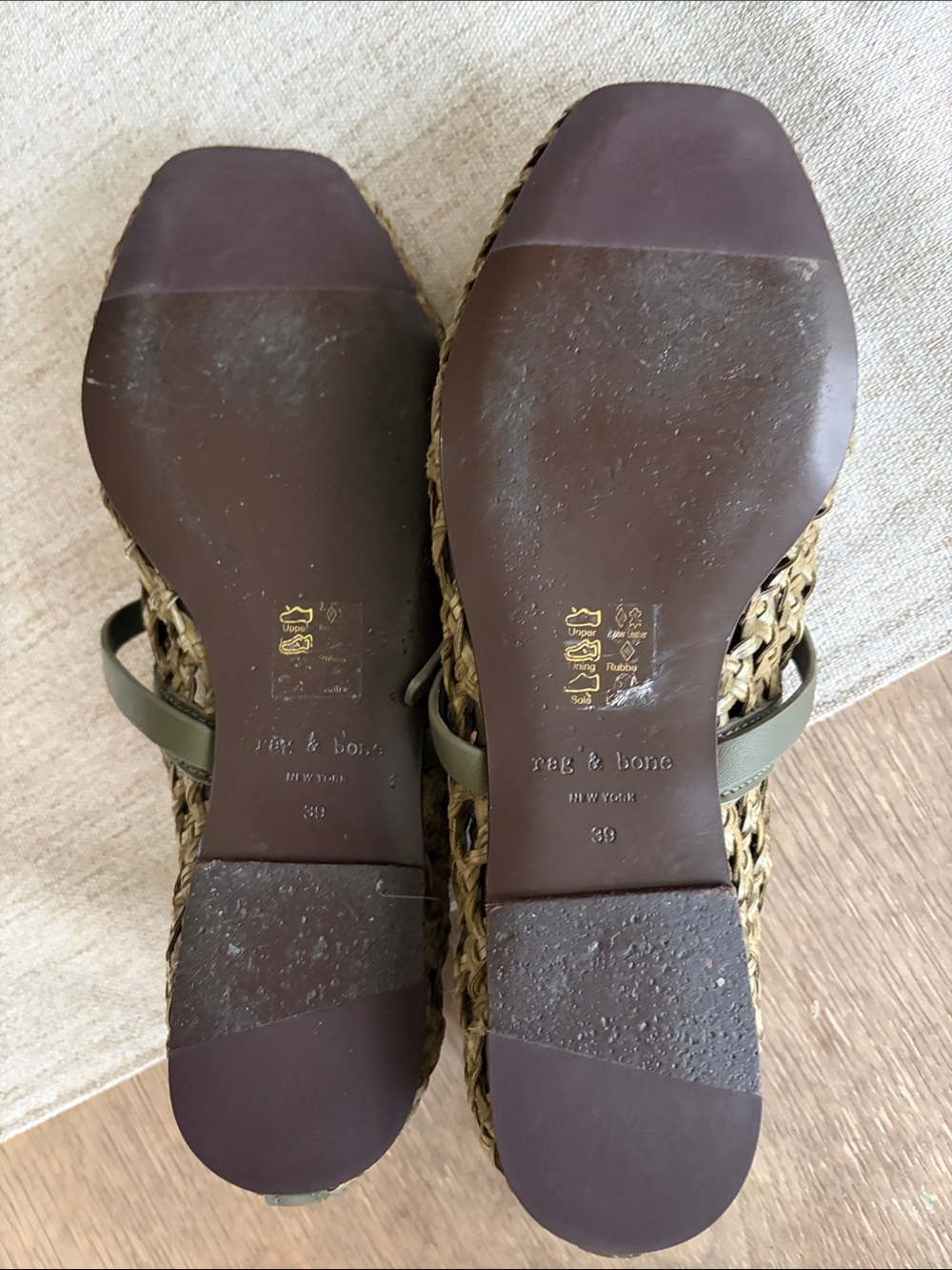 rag & bone olive woven Mary Jane mules with gold buckle - Picture 6 of 6